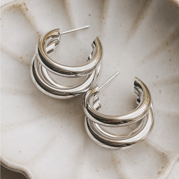 Chunky Gold Hoop Earrings | Bold Statement Hoops (Gold or Silver) - Picture 3 of 16